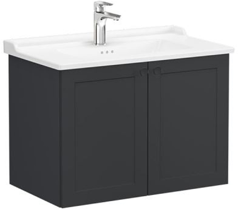 Vitra Root Classic Washbasin Unit 80cm 2 Doors Matt Graphite
