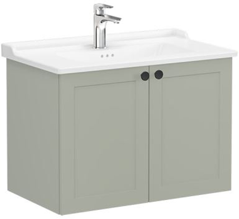 Vitra Root Classic Washbasin Unit 80cm 2 Doors Matt Retro Green