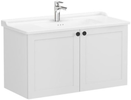 Root Classic Washbasin Unit 100cm, Matt Light Grey, with doors