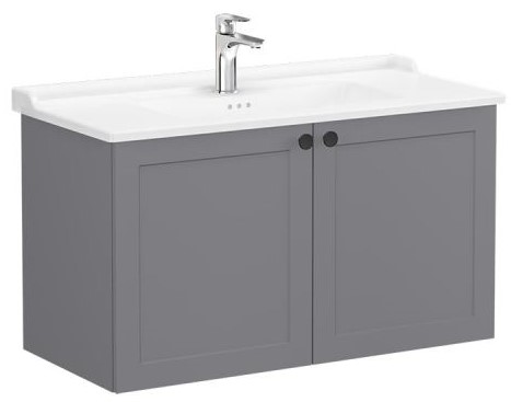 Root Classic Washbasin Unit 100cm, Matt Grey, with doors
