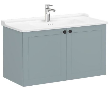 Root Classic Washbasin Unit 100cm, Matt Fjord Green, with doors