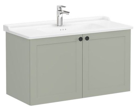 Root Classic Washbasin Unit 100cm, Matt Retro Green, with doors