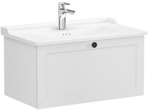 Vitra Root Classic Washbasin Unit 80cm 1 Drawer Matt Light Grey