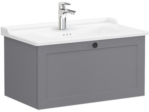 Vitra Root Classic Washbasin Unit 80cm 1 Drawer Matt Grey