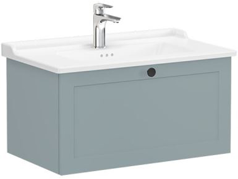 Vitra Root Classic Washbasin Unit 80cm 1 Drawer Matt Fjord Green