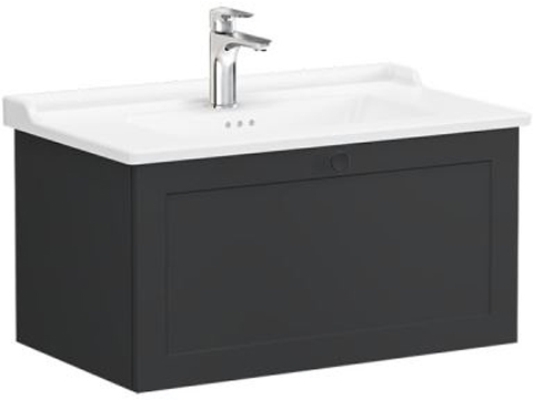 Vitra Root Classic Washbasin Unit 80cm 1 Drawer Matt Graphite