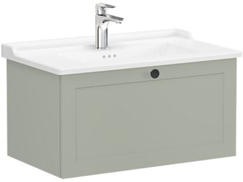 Vitra Root Classic Washbasin Unit 80cm 1 Drawer Matt Retro Green