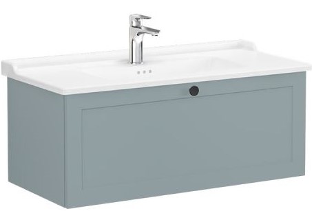 Root Classic Washbasin Unit 100cm, Matt Fjord Green, with drawer