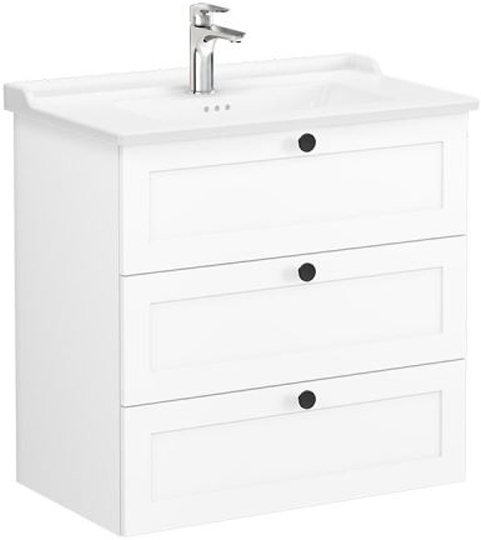 Vitra Root Classic Washbasin Unit 80cm 3 Drawers Matt White