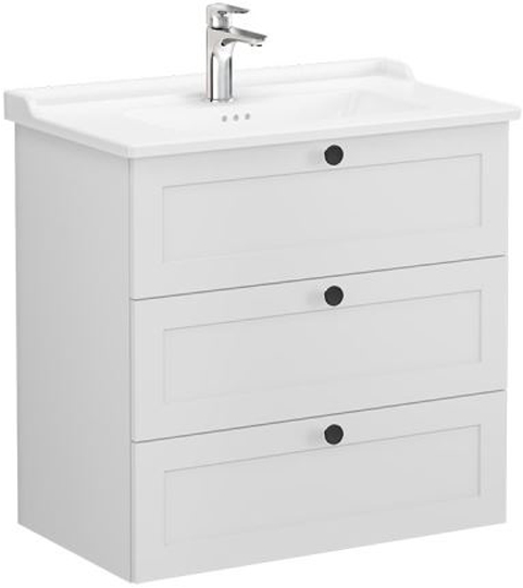 Vitra Root Classic Washbasin Unit 80cm 3 Drawers Matt Light Grey