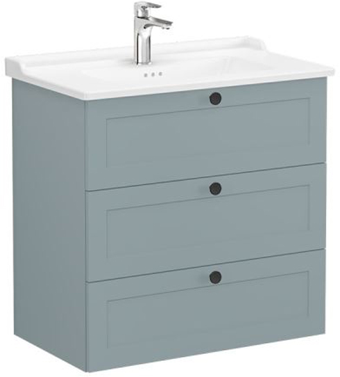 Vitra Root Classic Washbasin Unit 80cm 3 Drawers Matt Fjord Green