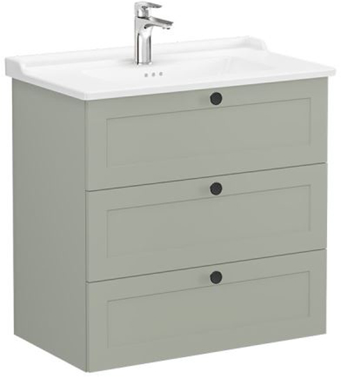Vitra Root Classic Washbasin Unit 80cm 3 Drawers Matt Retro Green