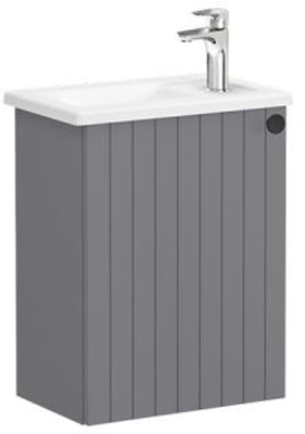 Vitra Root Groove Washbasin Unit with door, compact, 45cm, LHH Matt Grey