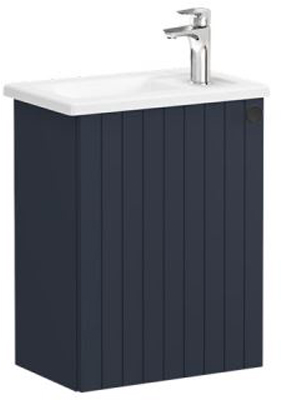 Vitra Root Groove Washbasin Unit with door, compact, 45cm, LHH Matt Dark Blue