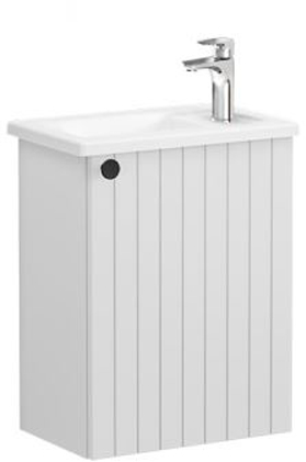 Vitra Root Groove Washbasin Unit with door, compact, 45cm, RHH Matt Light Grey