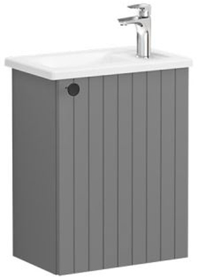 Vitra Root Groove Washbasin Unit with door, compact, 45cm, RHH Matt Grey