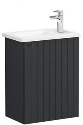 Vitra Root Groove Washbasin Unit with door, compact, 45cm, RHH Matt Graphite