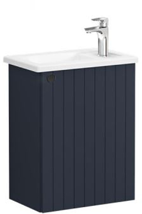 Vitra Root Groove Washbasin Unit with door, compact, 45cm, RHH Matt Dark Blue