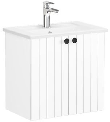 Vitra Root Groove Washbasin Unit & Basin with doors, compact, 60cm Matt White