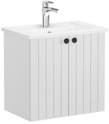 Vitra Root Groove Washbasin Unit & Basin with doors, compact, 60cm Matt Light Grey