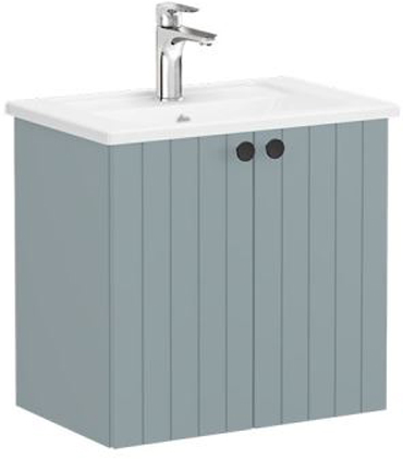 Vitra Root Groove Washbasin Unit with doors, compact, 60cm Matt Fjord Green