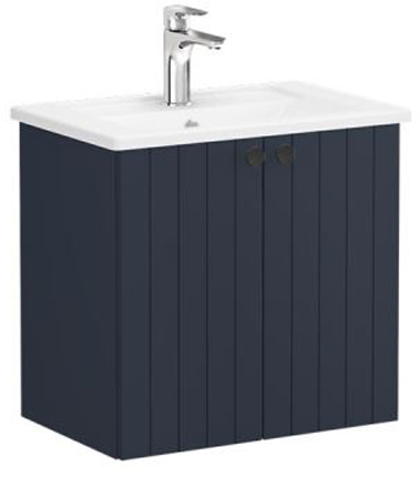 Vitra Root Groove Washbasin Unit & Basin with doors, compact, 60cm Matt Dark Blue