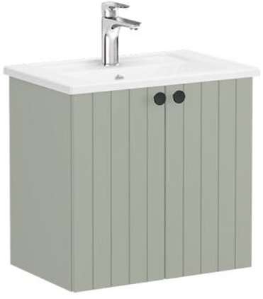 Vitra Root Groove Washbasin Unit with doors, compact, 60cm Matt Retro Green