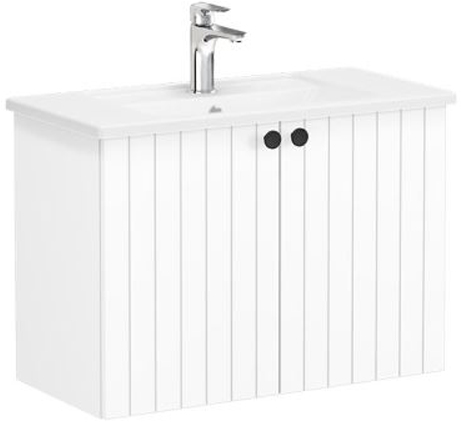 Vitra Root Groove Washbasin Unit & Basin with doors, compact, 80cm Matt White