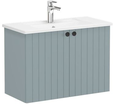 Vitra Root Groove Washbasin Unit with doors, compact, 80cm Matt Fjord Green