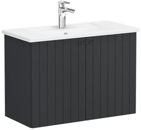 Vitra Root Groove Washbasin Unit with doors, compact, 80cm Matt Graphite
