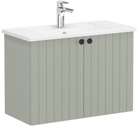 Vitra Root Groove Washbasin Unit & Basin with doors, compact, 80cm Matt Retro Green