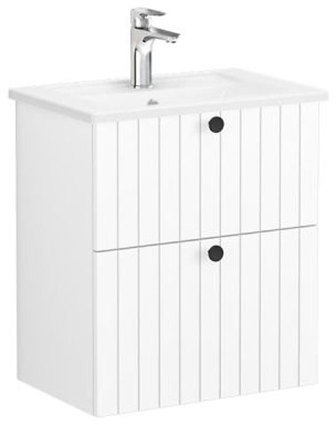Vitra Root Groove Washbasin Unit & Basin with 2 drawers, compact, 60cm Matt White