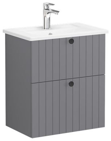 Vitra Root Groove Washbasin Unit & Basin with 2 drawers, compact, 60cm Matt Graphite