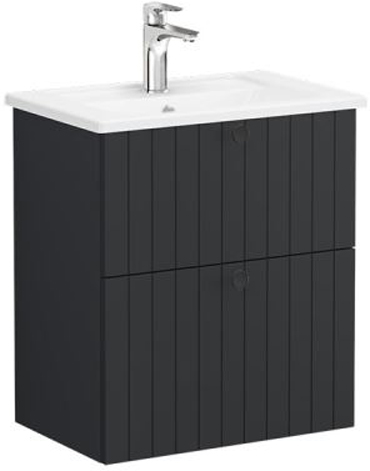 Vitra Root Groove Washbasin Unit with 2 drawers, compact, 60cm Matt Grey