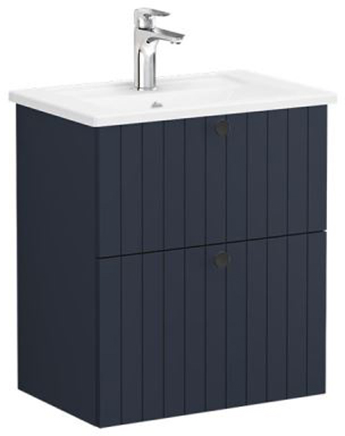 Vitra Root Groove Washbasin Unit & Basin with 2 drawers, compact, 60cm Matt Dark Blue