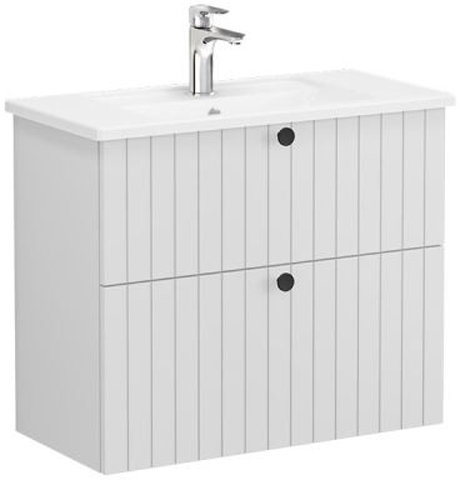 Vitra Root Groove Washbasin Unit & Basin with 2 drawers, compact, 80cm Matt Light Grey