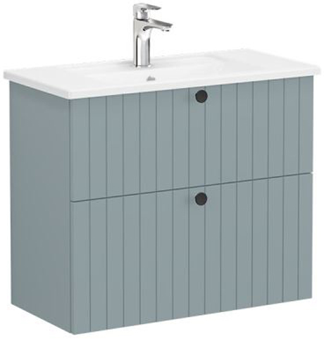 Vitra Root Groove Washbasin Unit & Basin with 2 drawers, compact, 80cm Matt Fjord Green