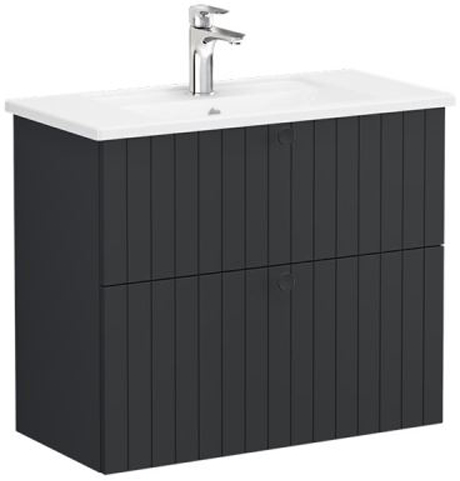 Vitra Root Groove Washbasin Unit with 2 drawers, compact, 80cm Matt Graphite