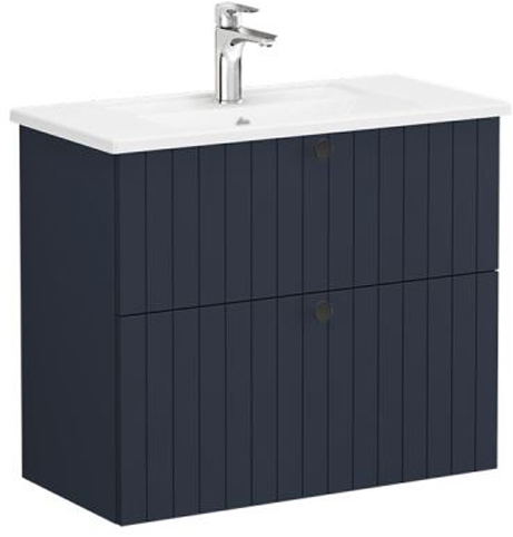 Vitra Root Groove Washbasin Unit with 2 drawers, compact, 80cm Matt Dark Blue