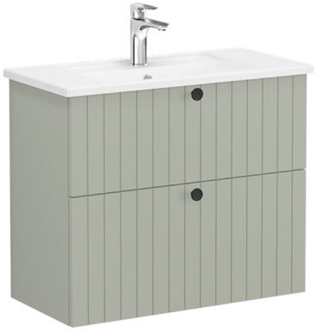 Vitra Root Groove Washbasin Unit & Basin with 2 drawers, compact, 80cm Matt Retro Green