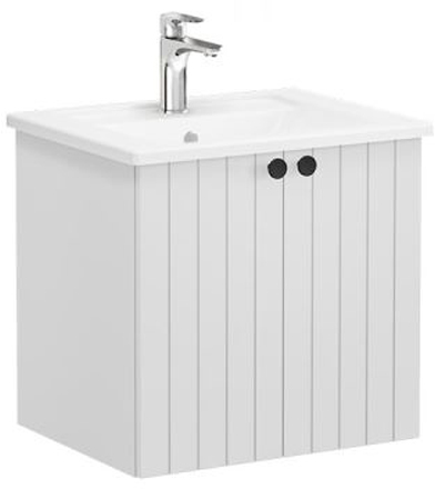 Vitra Root Groove Washbasin Unit & Basin with doors, 60cm Matt Light Grey