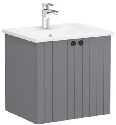 Vitra Root Groove Washbasin Unit with doors, 60cm Matt Grey