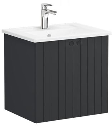 Vitra Root Groove Washbasin Unit & Basin with doors, 60cm Matt Graphite