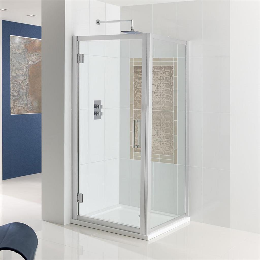 Corniche Easy Clean 1950mm x 800mm Side Panel with Towel Rail - Chrome