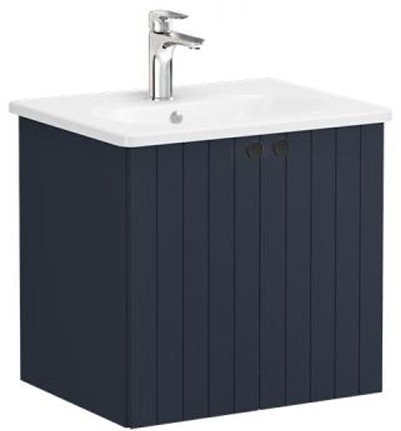 Vitra Root Groove Washbasin Unit & Basin with doors, 60cm Matt Dark Blue