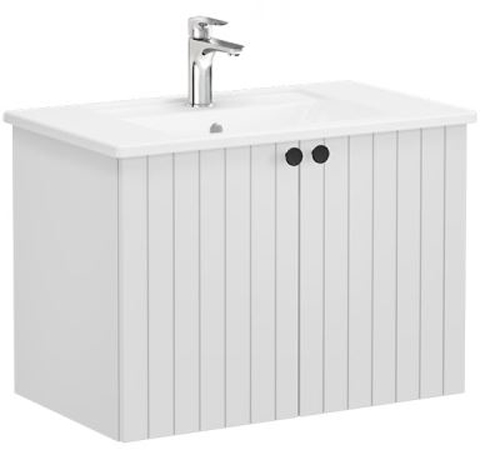 Vitra Root Groove Washbasin Unit with doors, 80cm Matt Light Grey