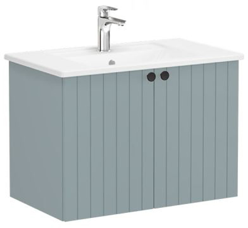 Vitra Root Groove Washbasin Unit with doors, 80cm Matt Fjord Green