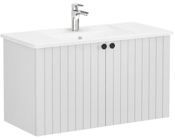 Vitra Root Groove Washbasin Unit & Basin 100cm Matt Light Grey 