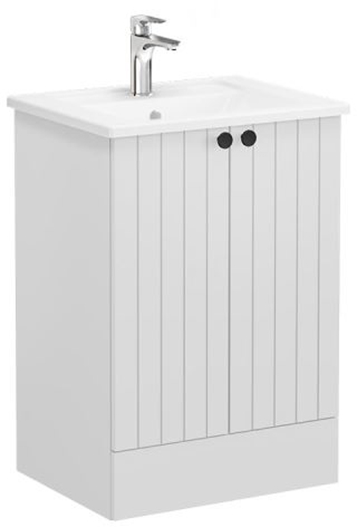 Vitra Root Groove Washbasin Unit with doors, floor-standing, 60cm Matt Light Grey