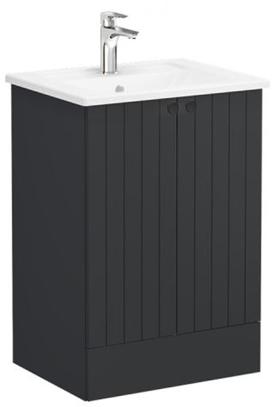 Vitra Root Groove Washbasin Unit with doors, floor-standing, 60cm Matt Graphite
